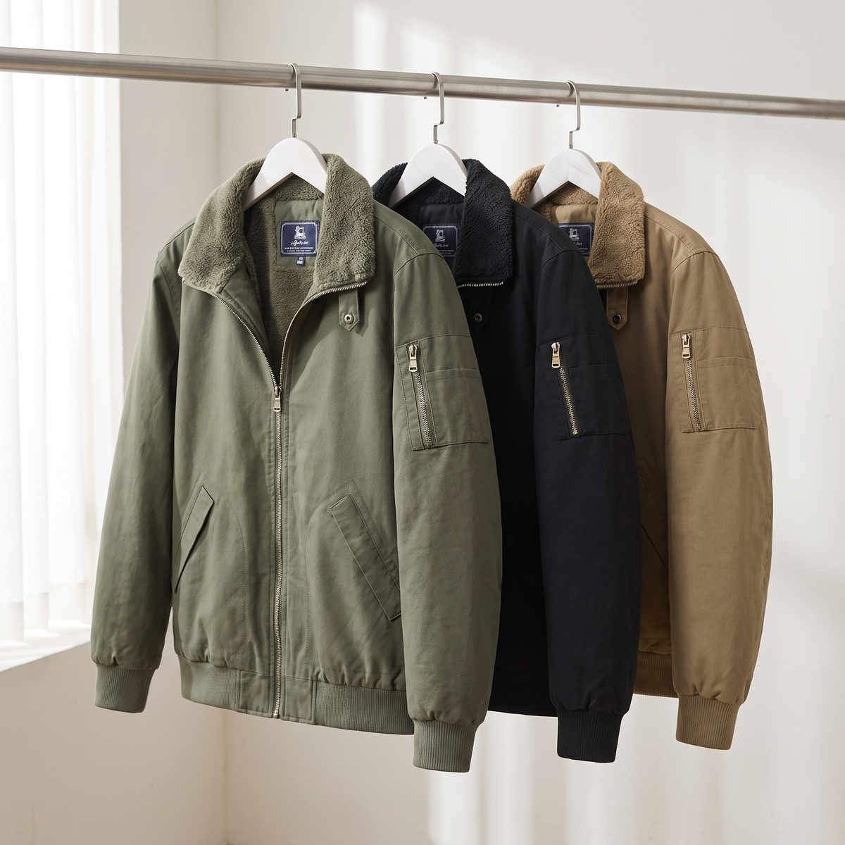 Blouson bomber homme doublure Sherpa chaude hiver