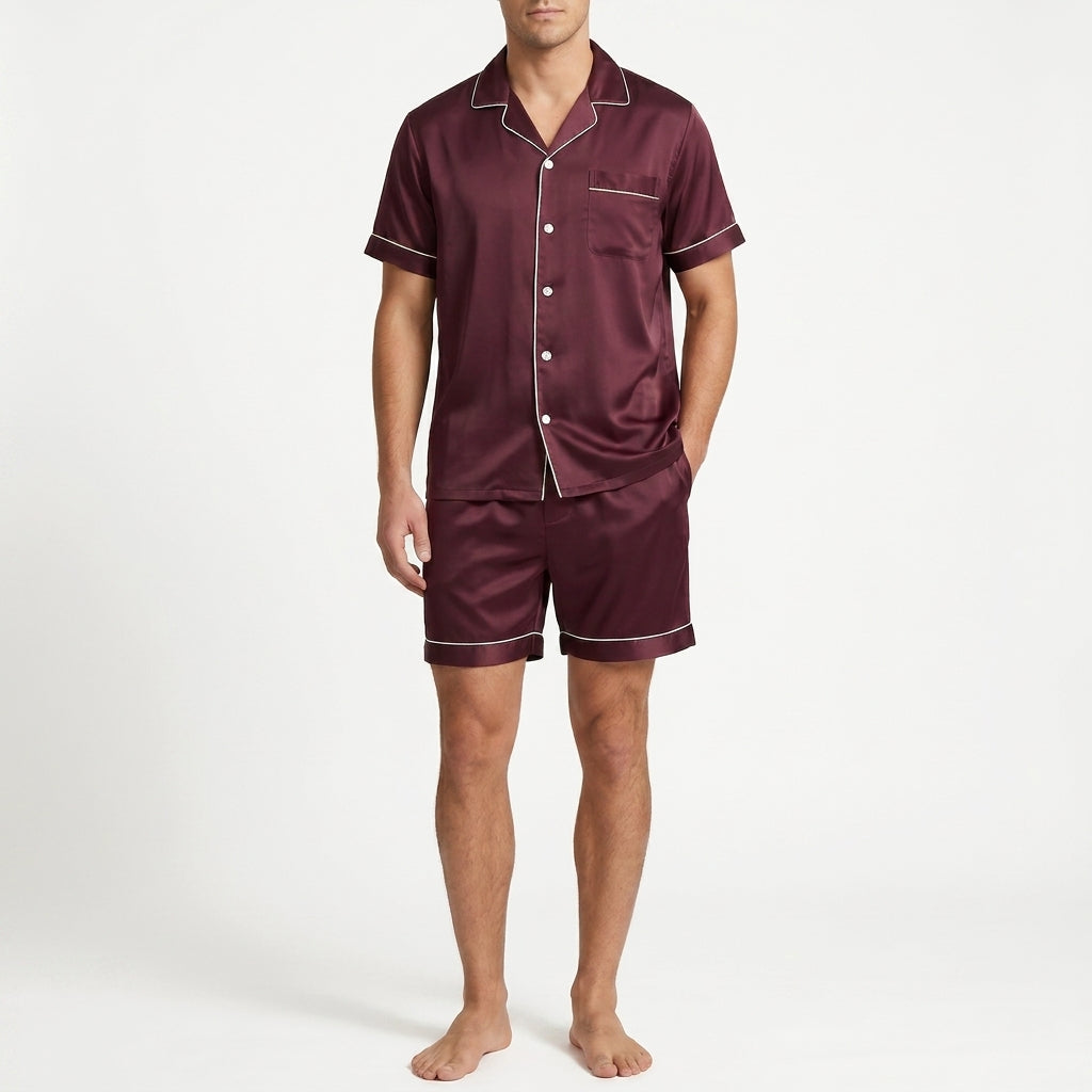 Herren-Pyjama aus fließendem Satin in lockerer Passform