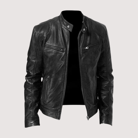 Herren Lederjacke mit Reißverschluss, taillierter, zeitloser Schnitt