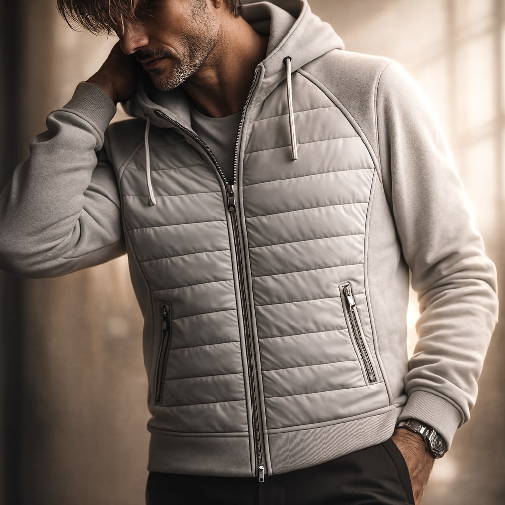 Sweat à capuche homme matelassé léger ventilation