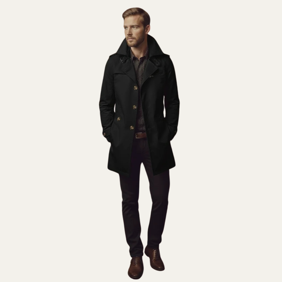 Manteau caban homme double boutonnage élégant