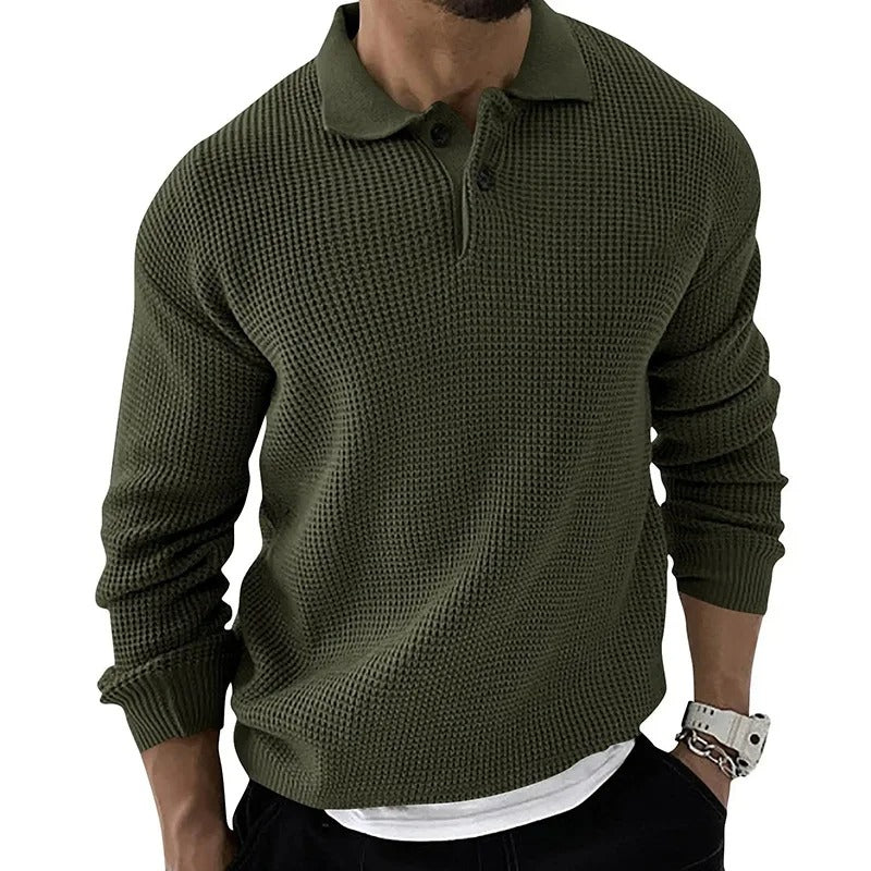 Herrenpullover mit Reverskragen, tailliert geschnitten, gestrickt