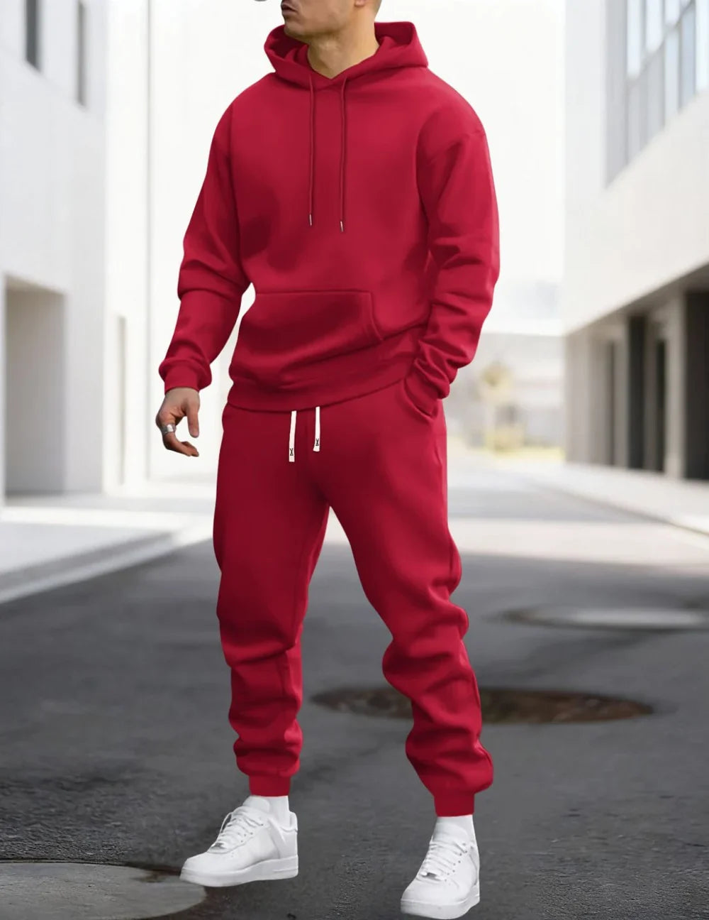 Herren-Jogginganzug mit Kapuze und Kordelzug aus Polyester