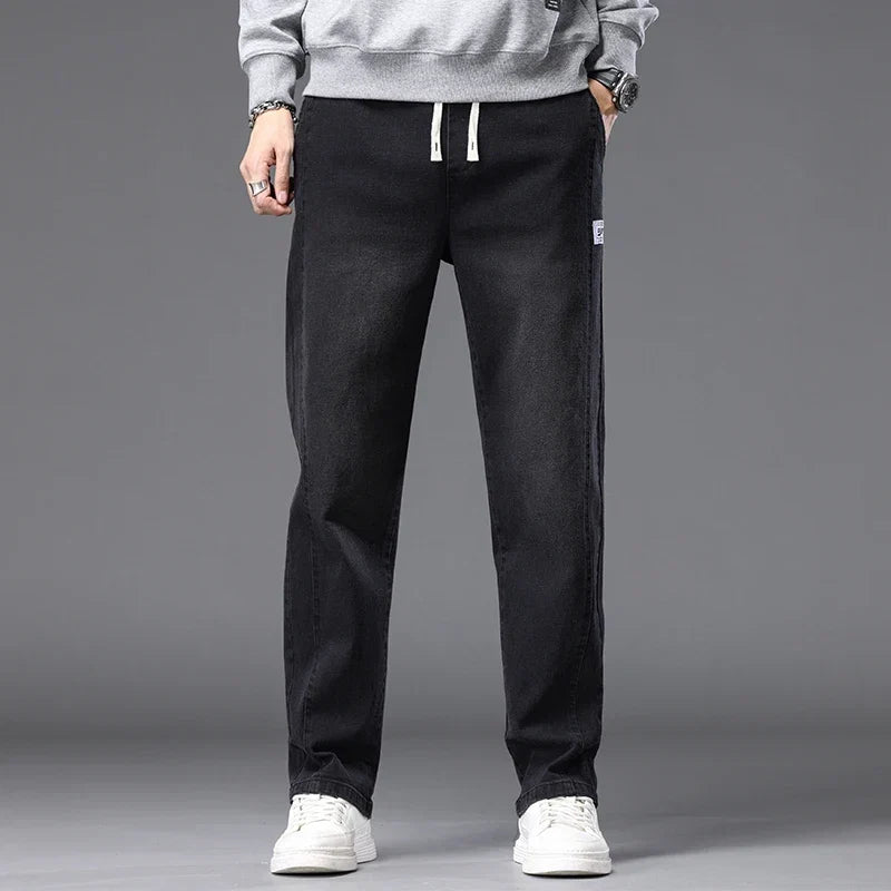 Herren-Jeans, leger, Stretch, Kordelzug in der Taille