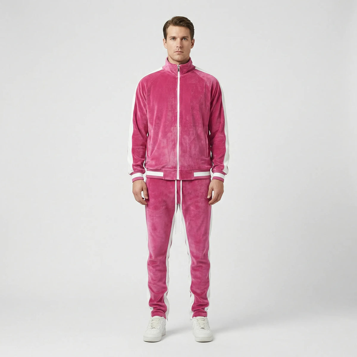 Jogging velours homme style rétro rayures latérales
