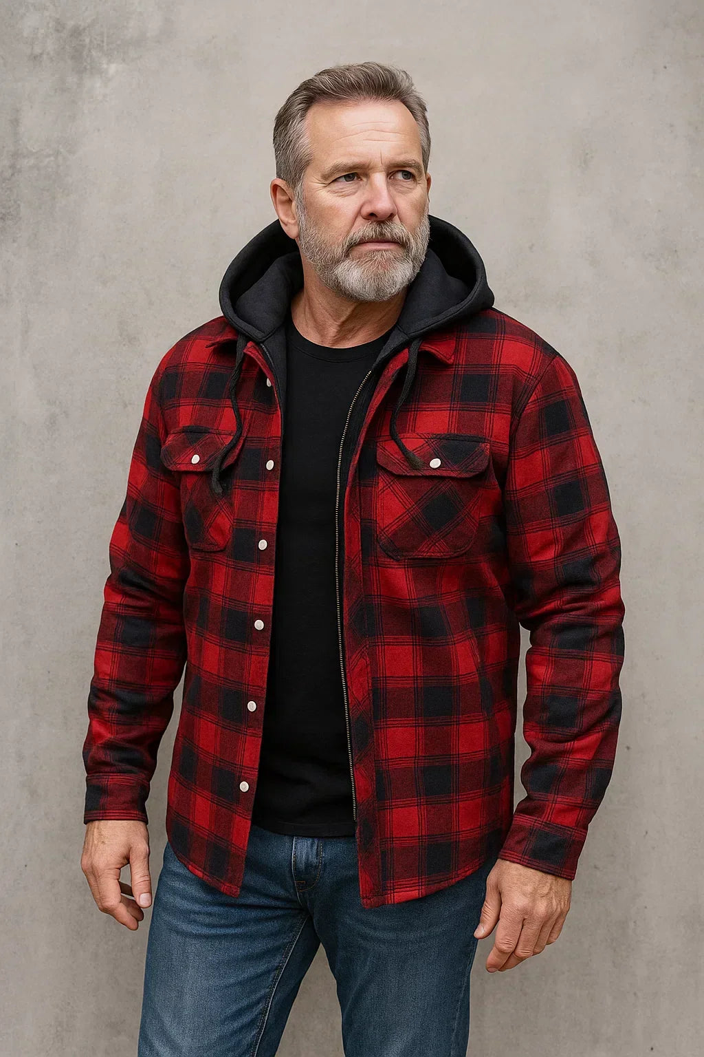 Herrenjacke Wollmischung Karomuster Winter