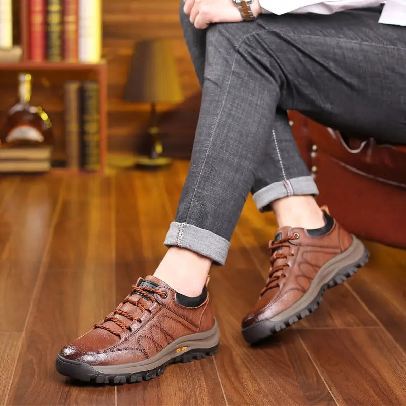 Chaussures homme cuir équilibre orthopédique marron