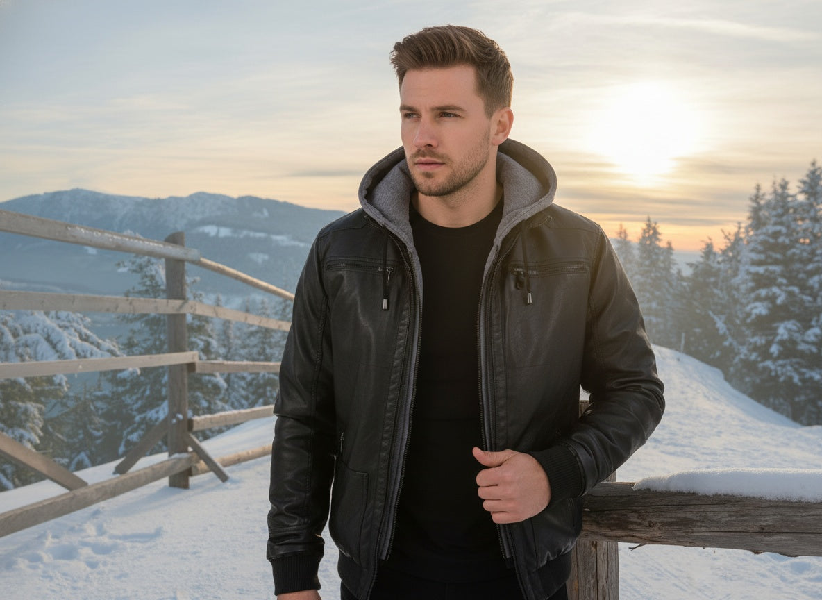 Veste en cuir homme élégante coupe moderne