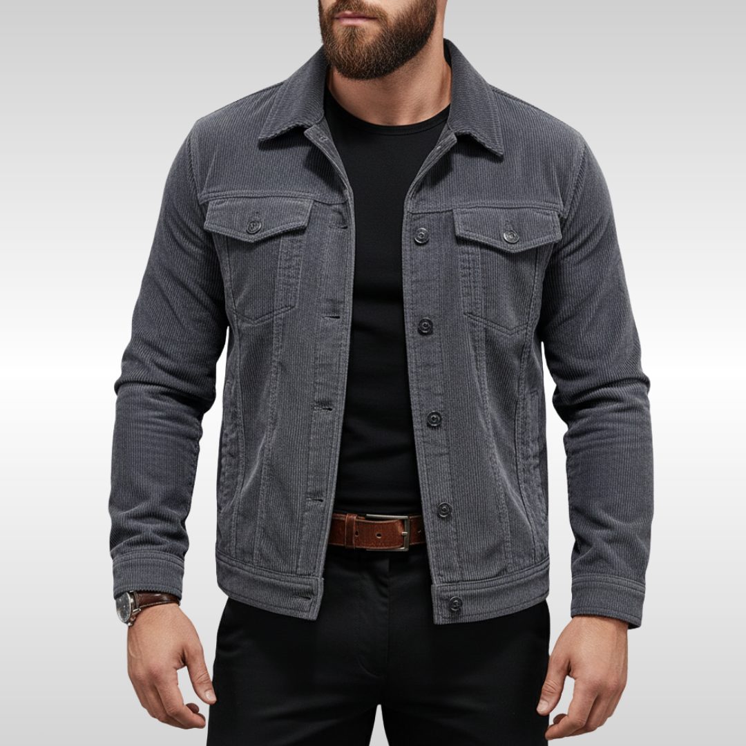 Veste homme velours côtelé décontractée boutonnée