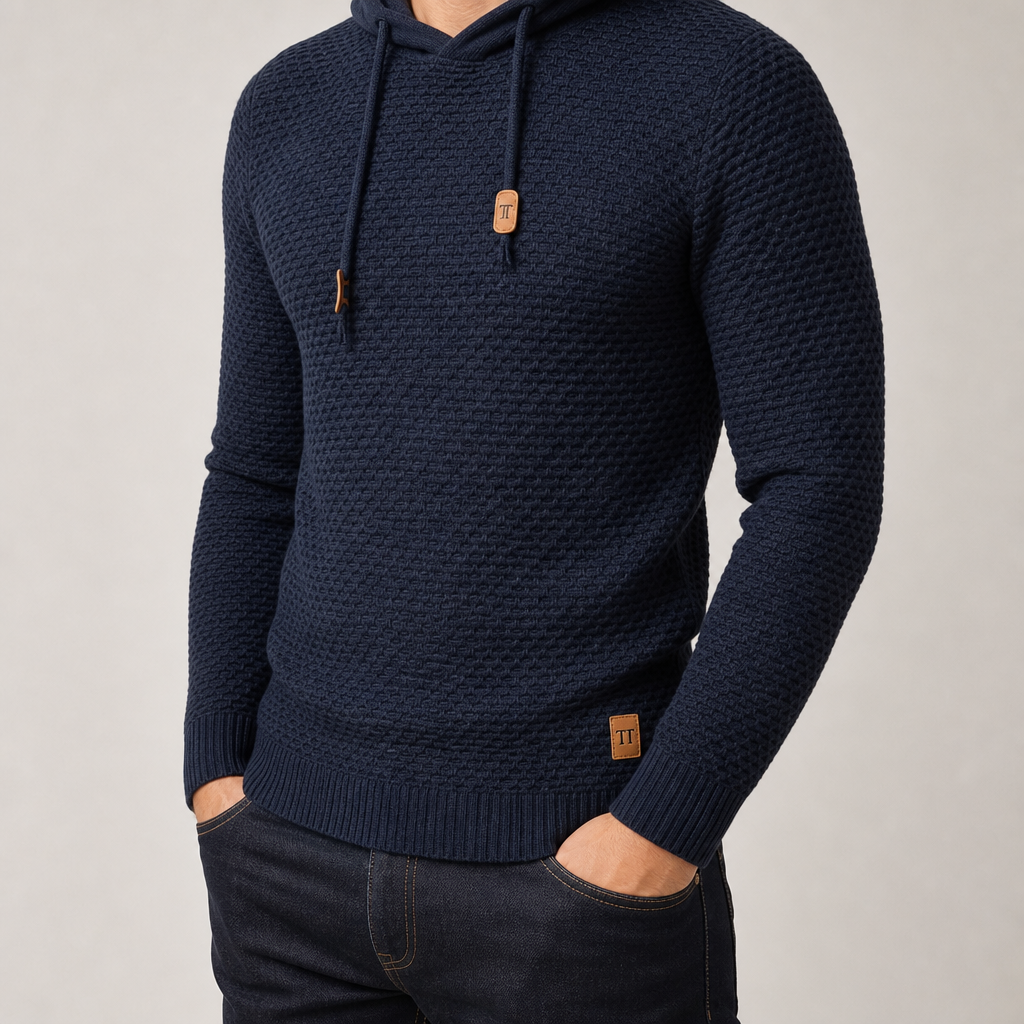 Herren-Kapuzenpullover mit weichem Strukturstrick