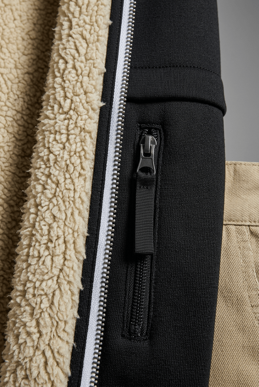 Sweat à capuche homme doublure sherpa zip intégral
