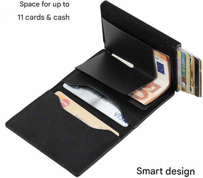 Porte-cartes RFID compact avec compartiment monnaie et accès rapide