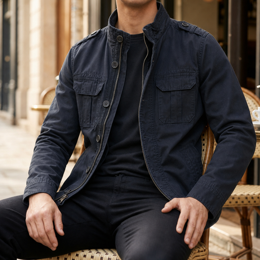 Veste militaire homme coton blend col montant
