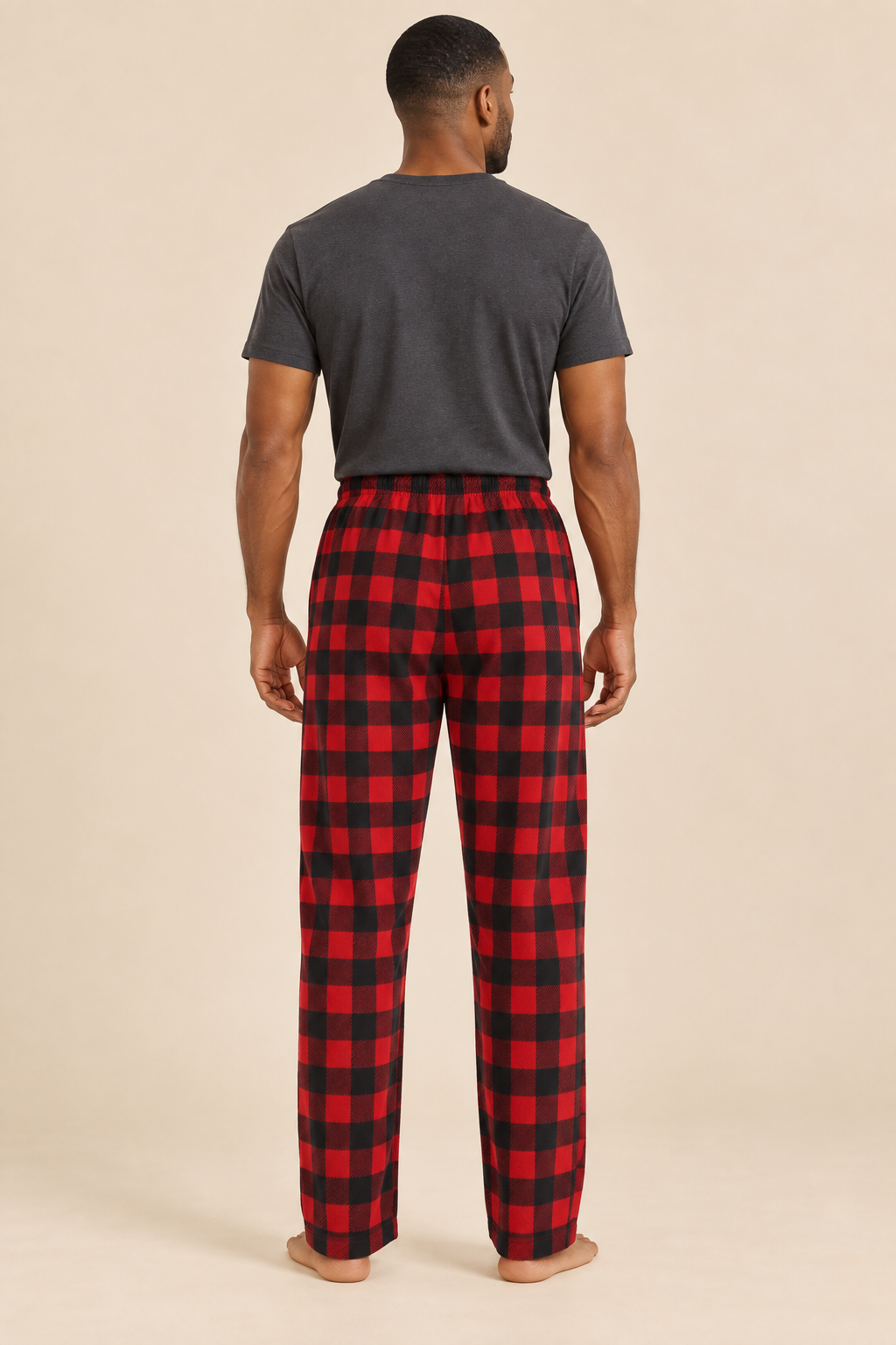 Bas de pyjama homme polaire à carreaux avec cordon
