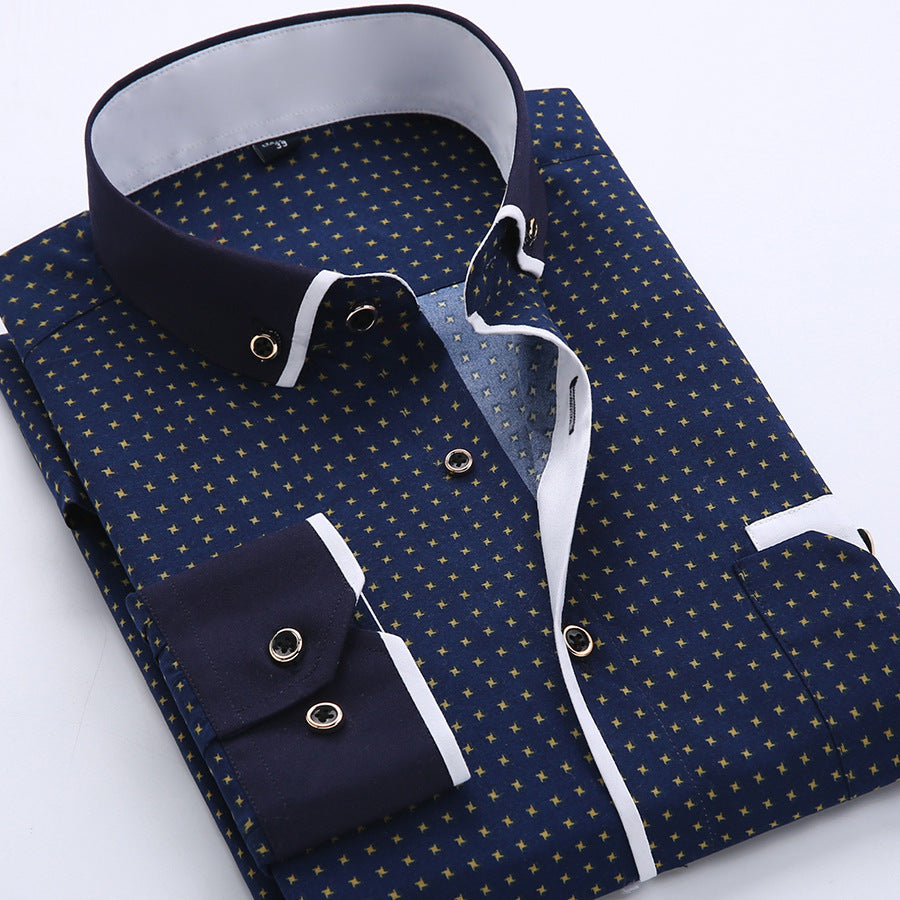 Chemise homme coton motif pois style décontracté moderne