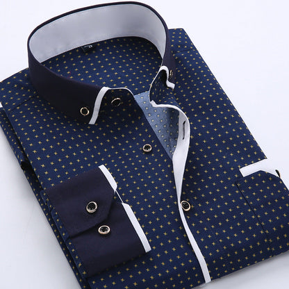 Chemise homme coton motif pois style décontracté moderne
