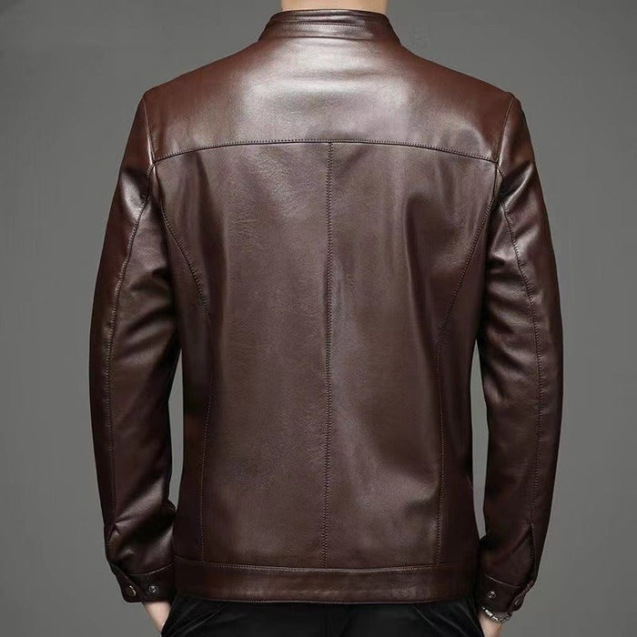 Blouson cuir homme coupe courte col pointu