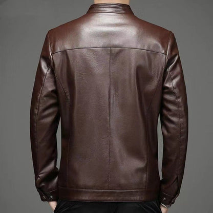 Blouson cuir homme coupe courte col pointu