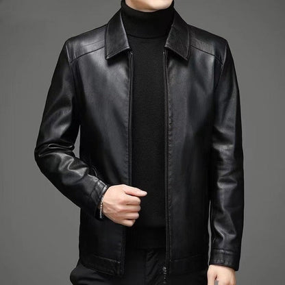 Blouson cuir homme coupe courte col pointu