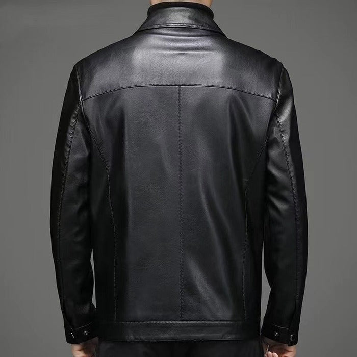 Blouson cuir homme coupe courte col pointu