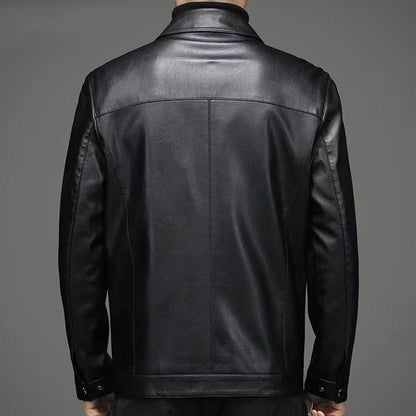 Blouson cuir homme coupe courte col pointu