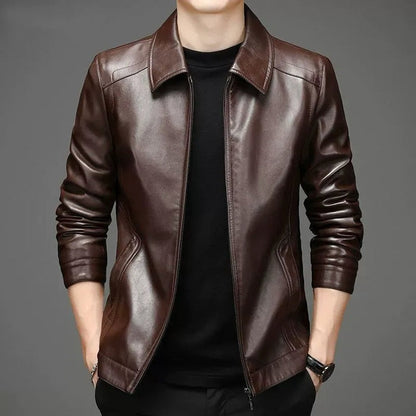 Blouson cuir homme coupe courte col pointu