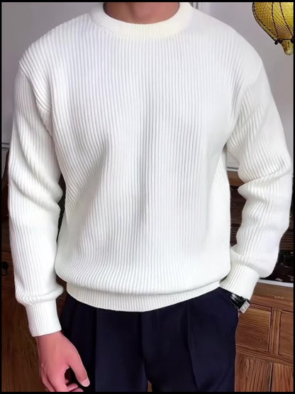 Pull homme col rond tricot côtelé coupe ample