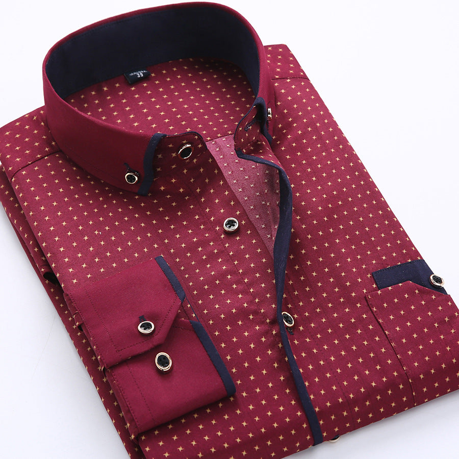 Chemise homme coton motif pois style décontracté moderne