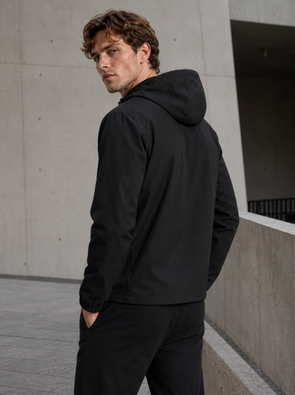 Technischer leichter Herren-Windbreaker aus schwarzem Nylon