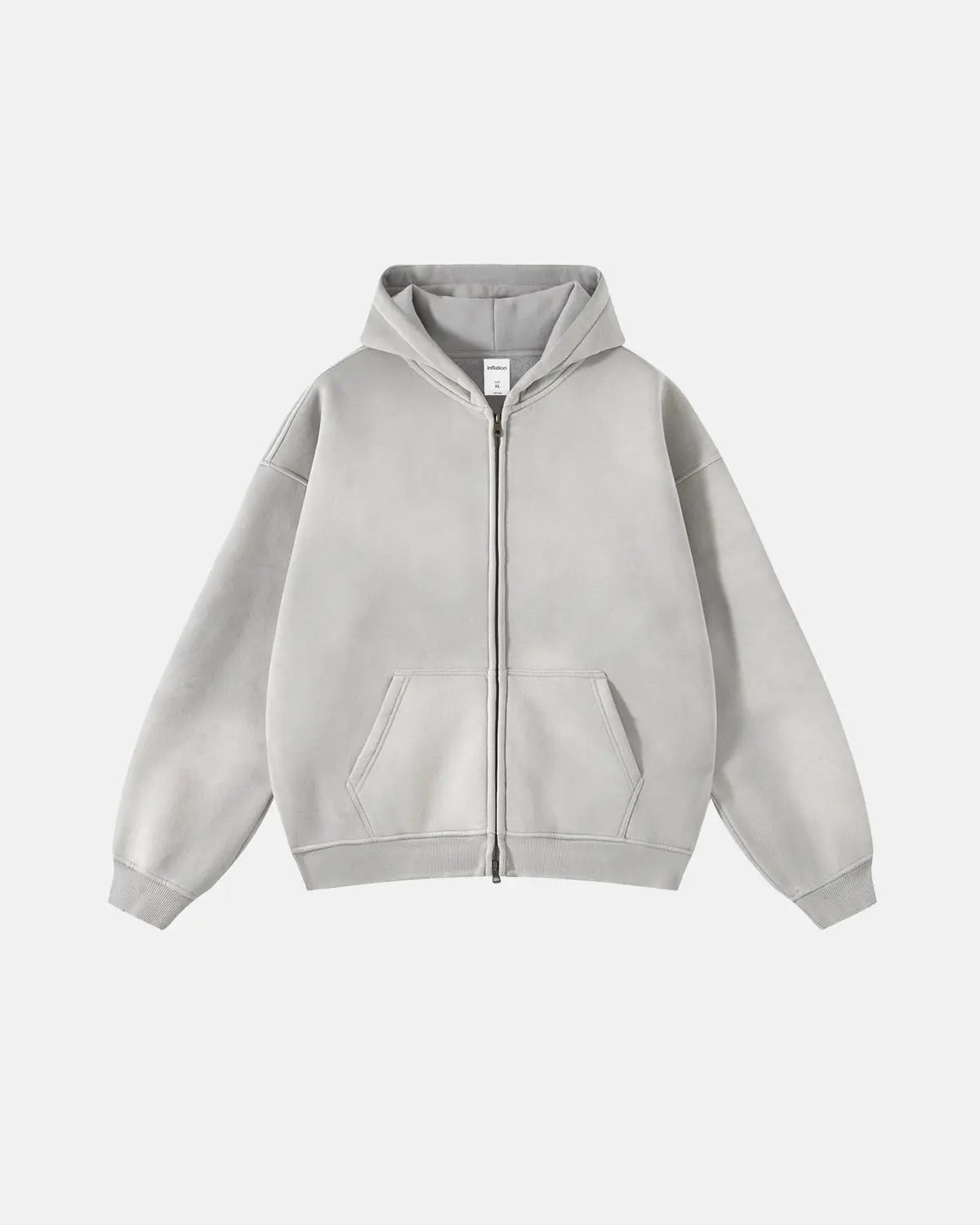 Herren-Kapuzenpullover mit Reißverschluss, verwaschen, lässige Passform