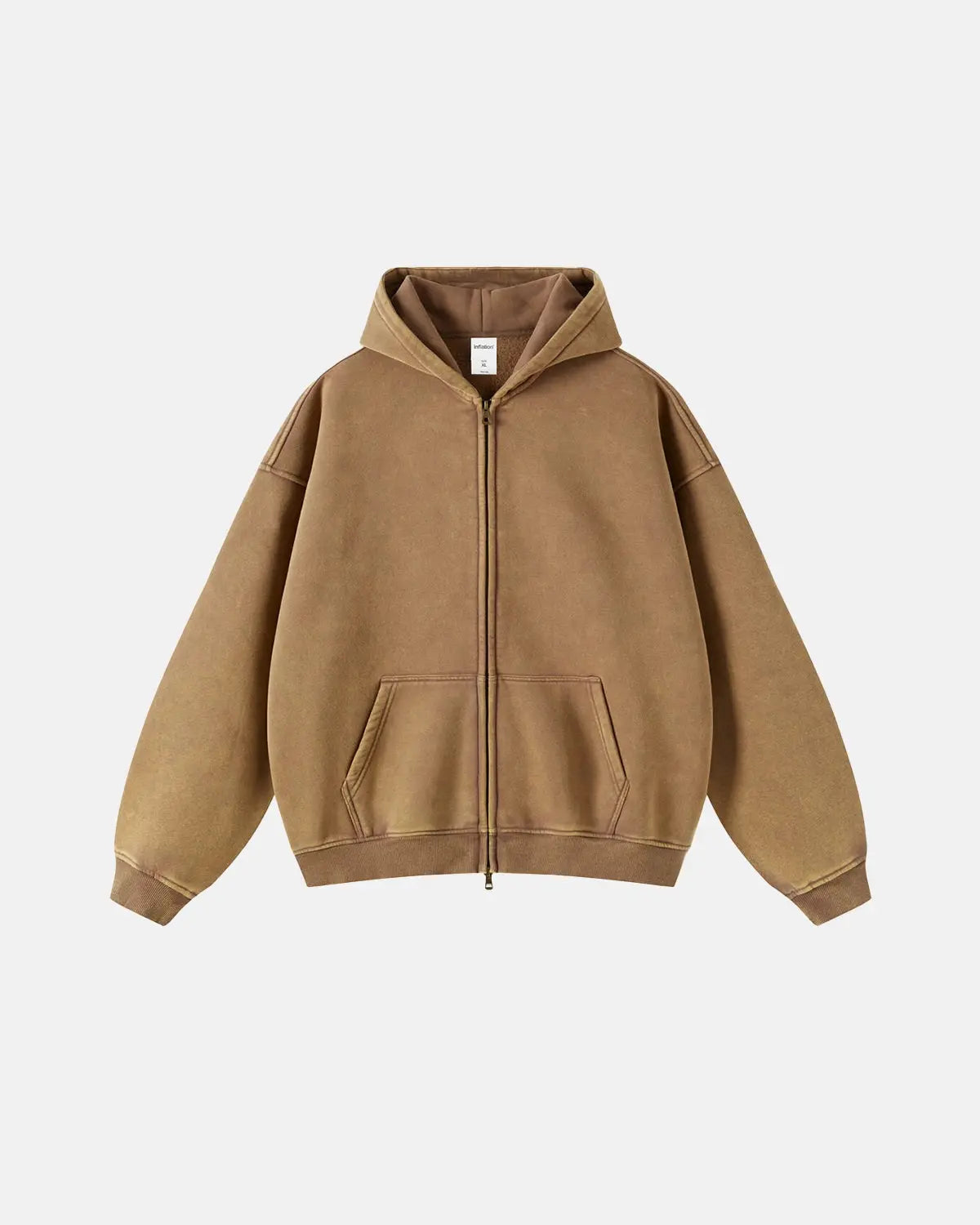 Herren-Kapuzenpullover mit Reißverschluss, verwaschen, lässige Passform