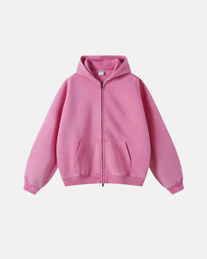 Herren-Kapuzenpullover mit Reißverschluss, verwaschen, lässige Passform