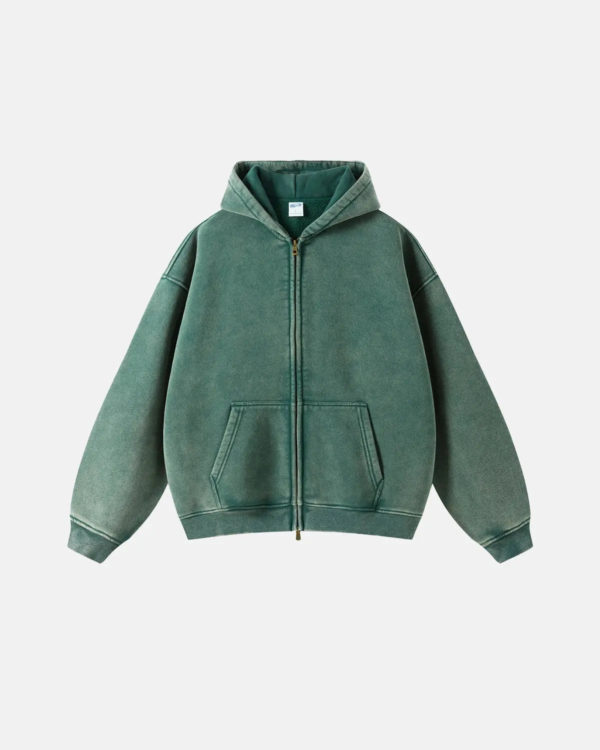 Herren-Kapuzenpullover mit Reißverschluss, verwaschen, lässige Passform