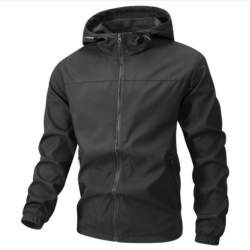 Technischer leichter Herren-Windbreaker aus schwarzem Nylon