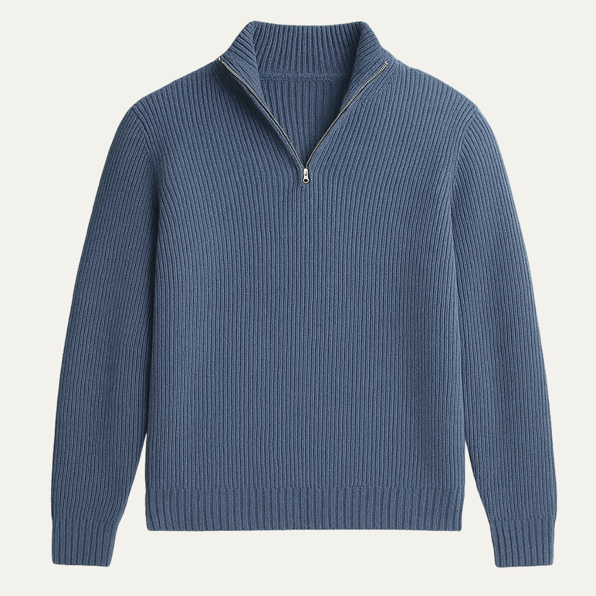 Weicher und raffinierter Herren-Kaschmirpullover mit halbem Reißverschluss