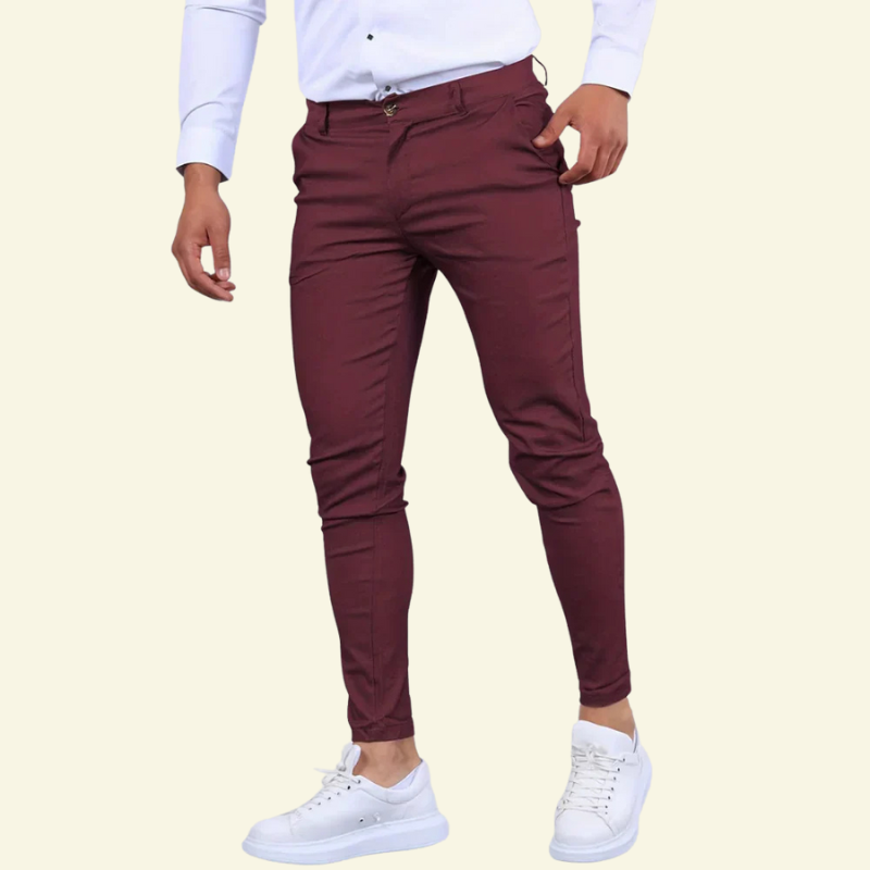 Pantalon homme coton stretch coupe ajustée
