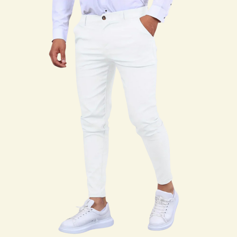 Pantalon homme coton stretch coupe ajustée