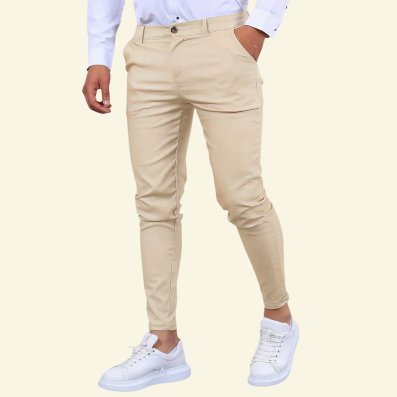 Pantalon homme coton stretch coupe ajustée