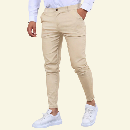 Pantalon homme coton stretch coupe ajustée