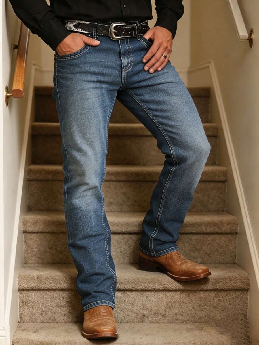Jeans homme coupe droite stretch décontracté