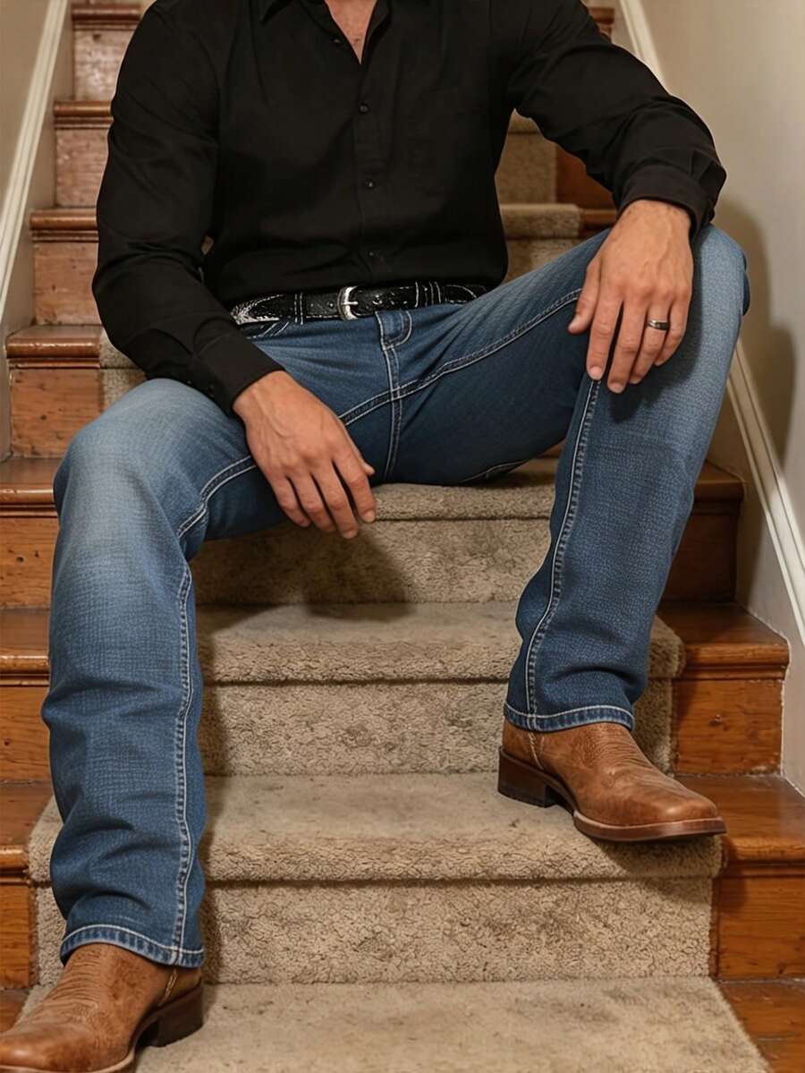 Jeans homme coupe droite stretch décontracté