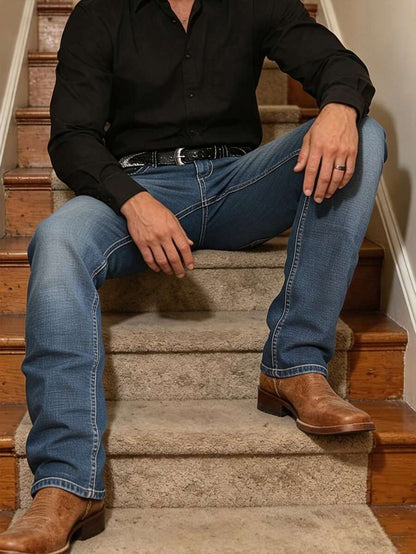 Jeans homme coupe droite stretch décontracté