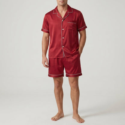 Herren-Pyjama aus fließendem Satin in lockerer Passform