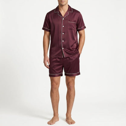 Herren-Pyjama aus fließendem Satin in lockerer Passform