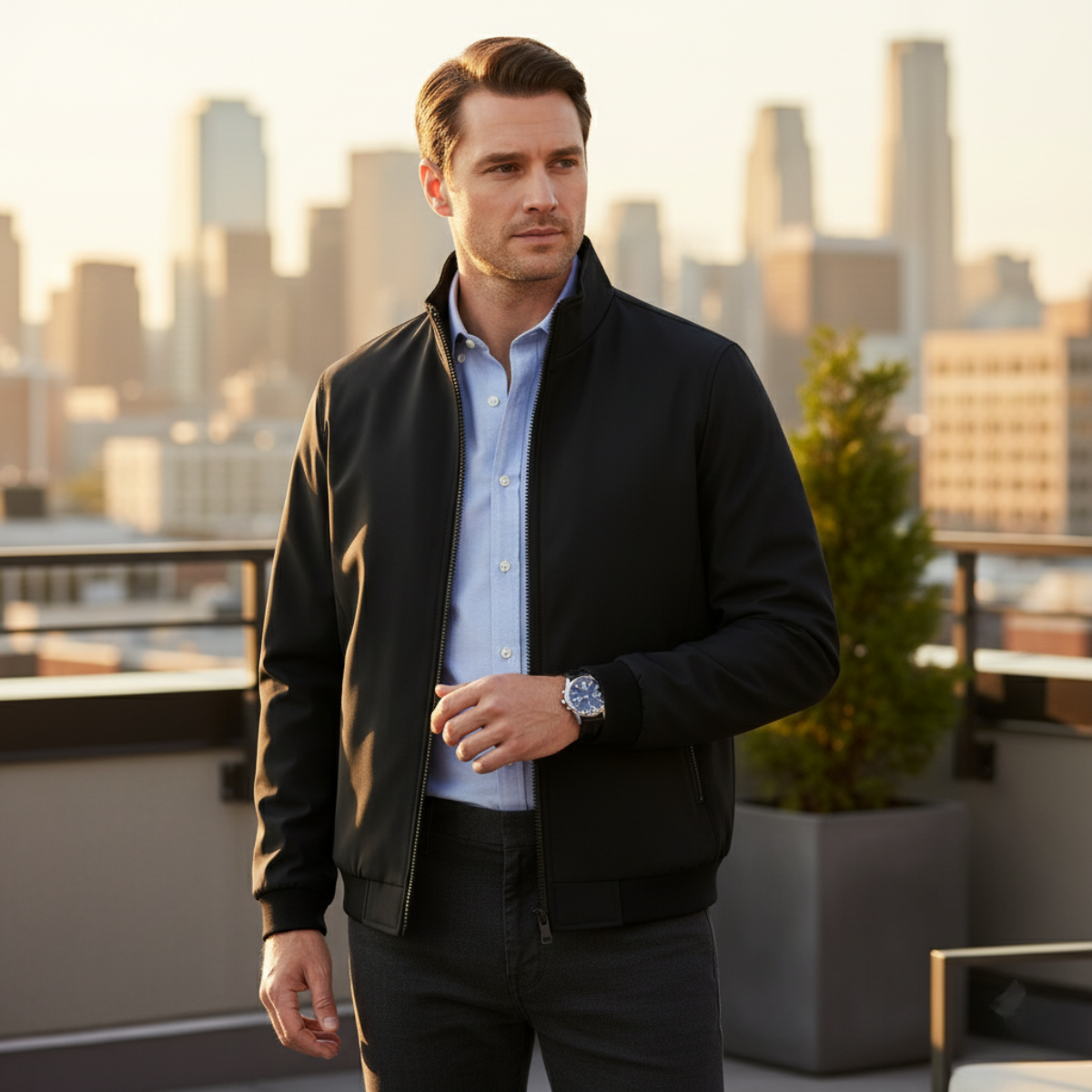 Elegante, warme Herrenjacke mit Fleecefutter für den Winter