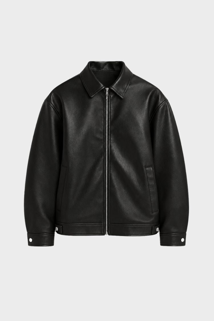 Veste homme noire col classique fermeture éclair