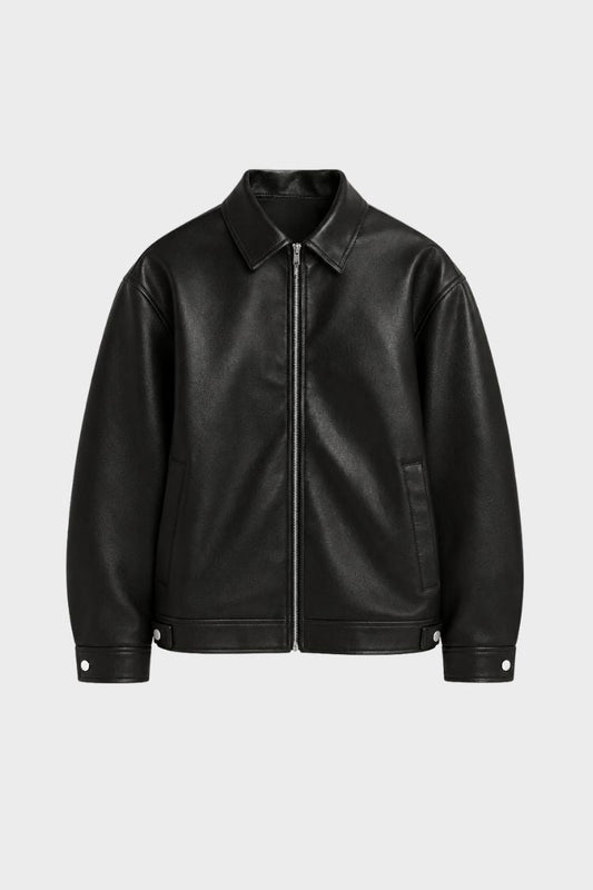 Veste homme noire col classique fermeture éclair