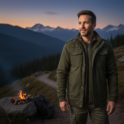 Herrenjacke im Military-Stil, Thermofutter mit Fleece