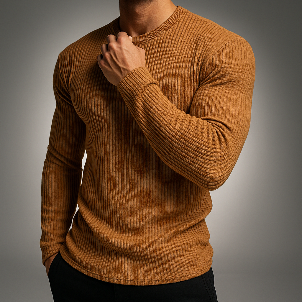 Herrenpullover aus Rippstrick mit elegantem, strukturiertem Schnitt