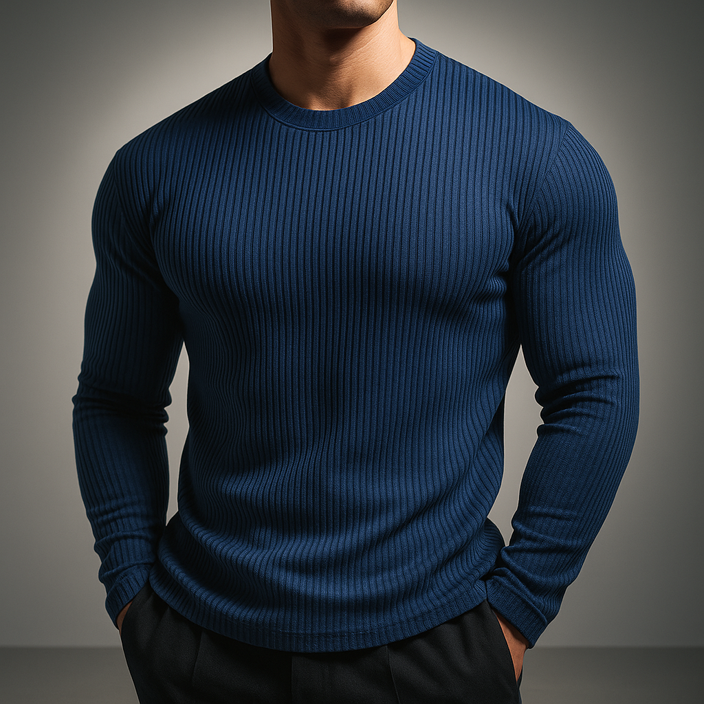 Herrenpullover aus Rippstrick mit elegantem, strukturiertem Schnitt